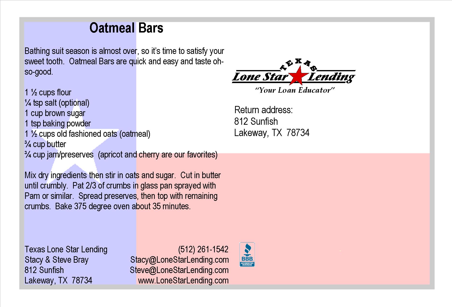 Oatmeal Bars recipe