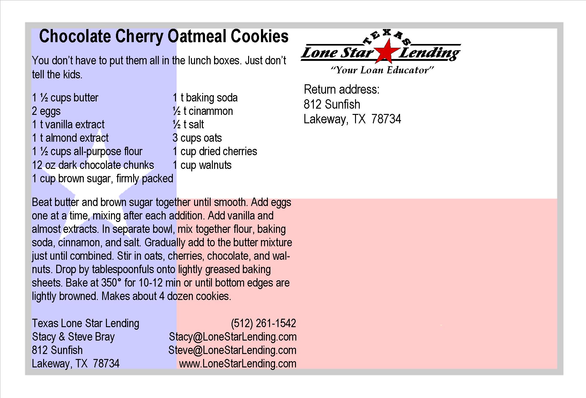 Chocolate Cherry Oatmeal Cookies recipe