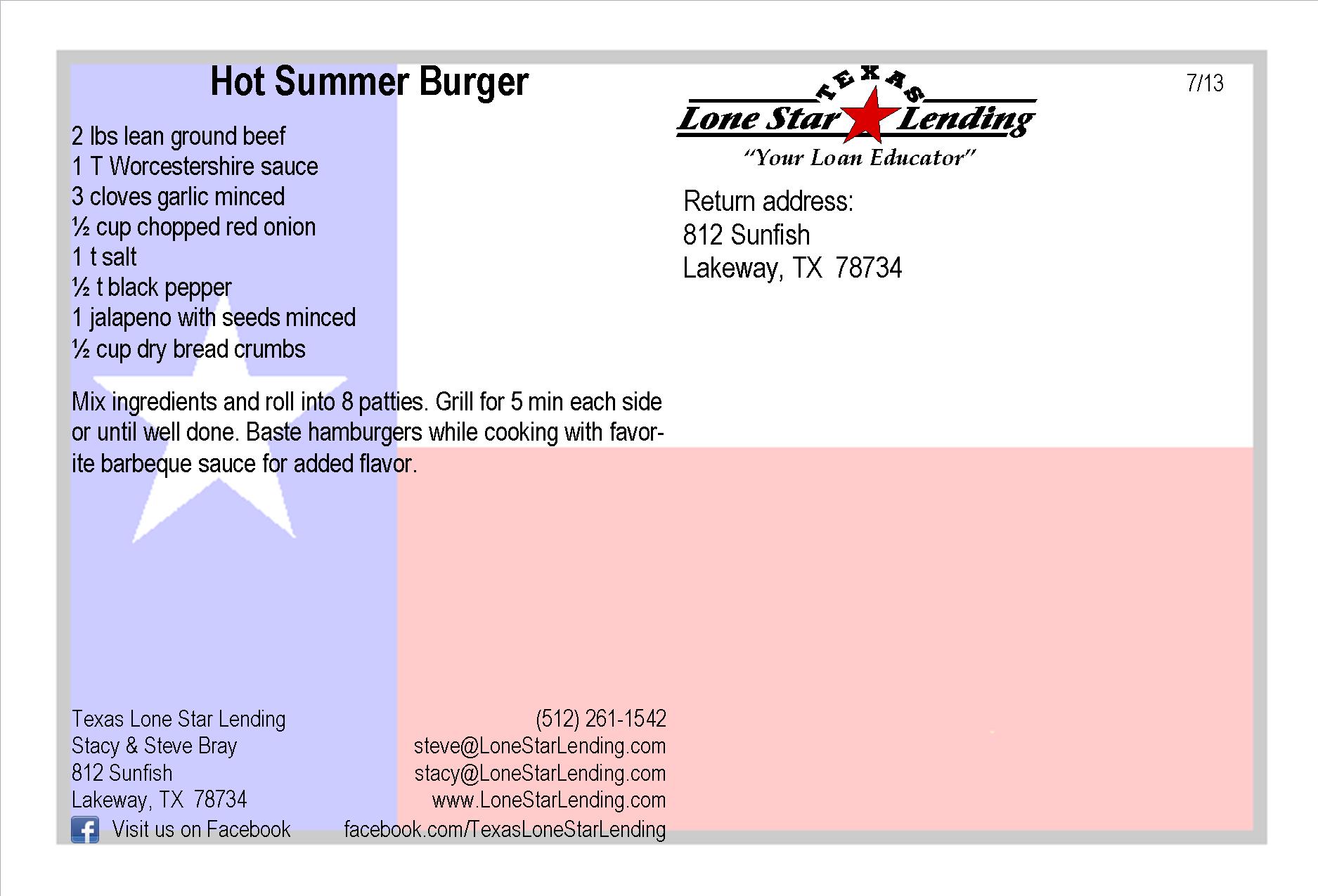 Hot Summer Burger recipe