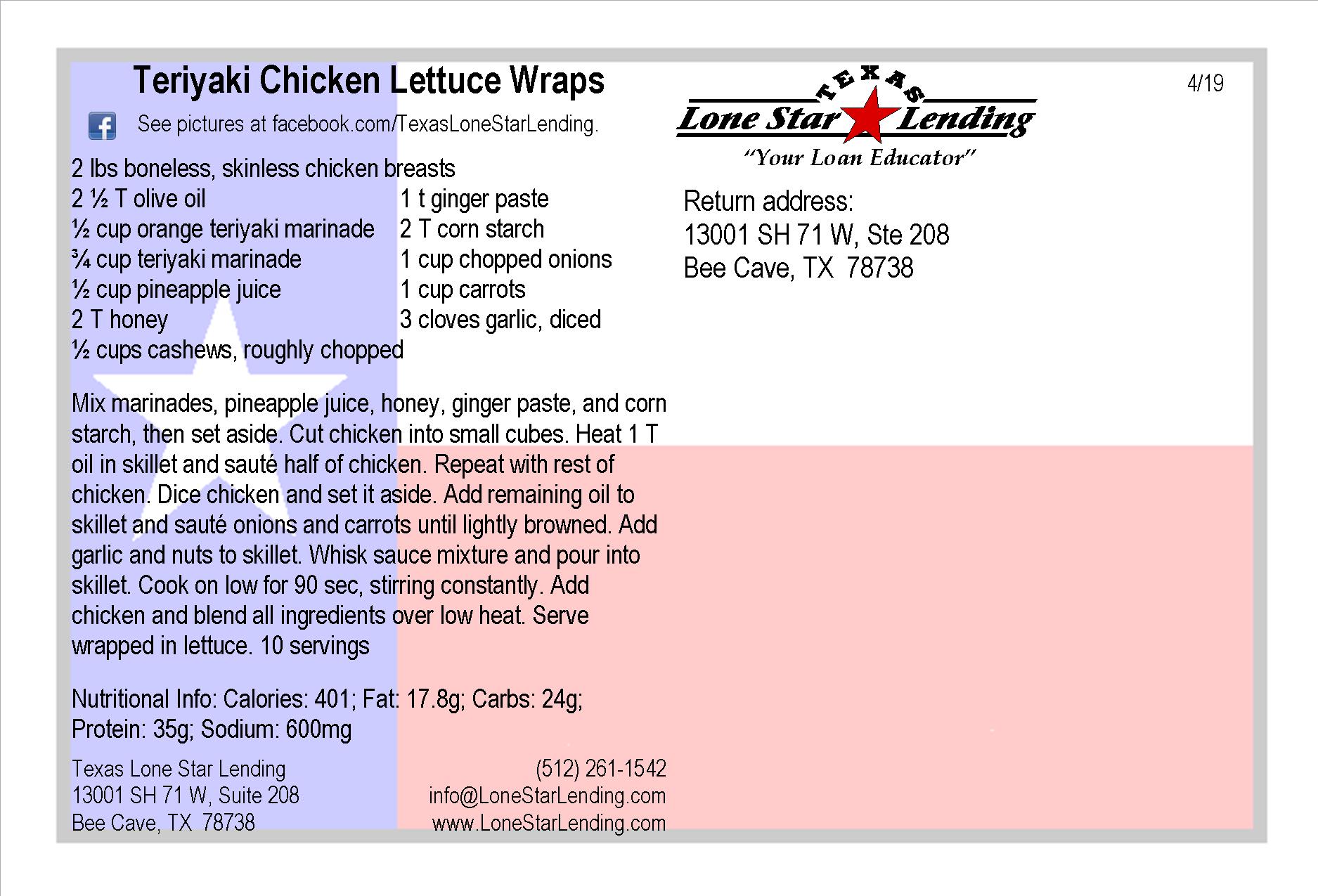 Teriyaki Chicken Lettuce Wraps recipe