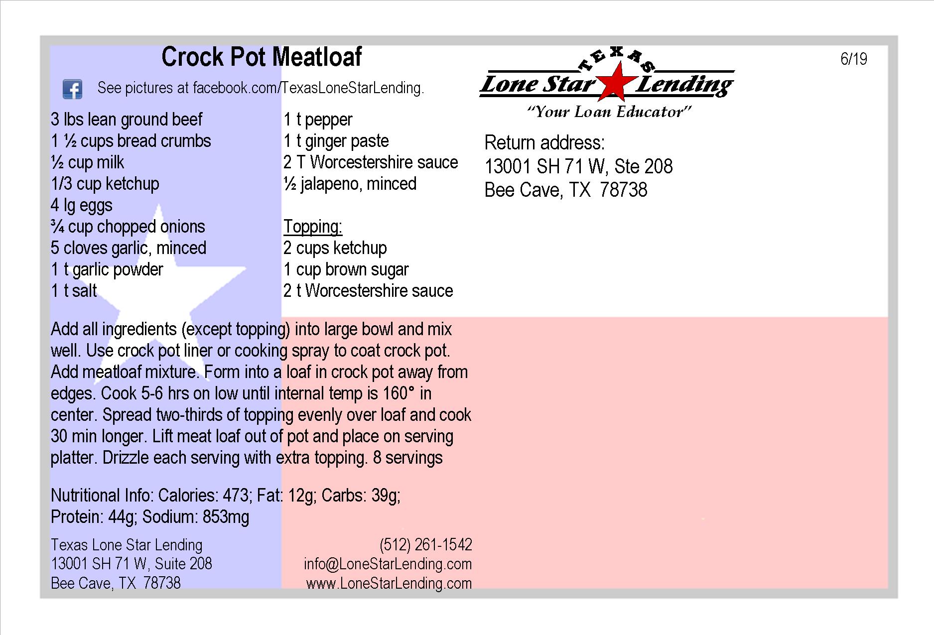 Crock Pot Meatloaf recipe