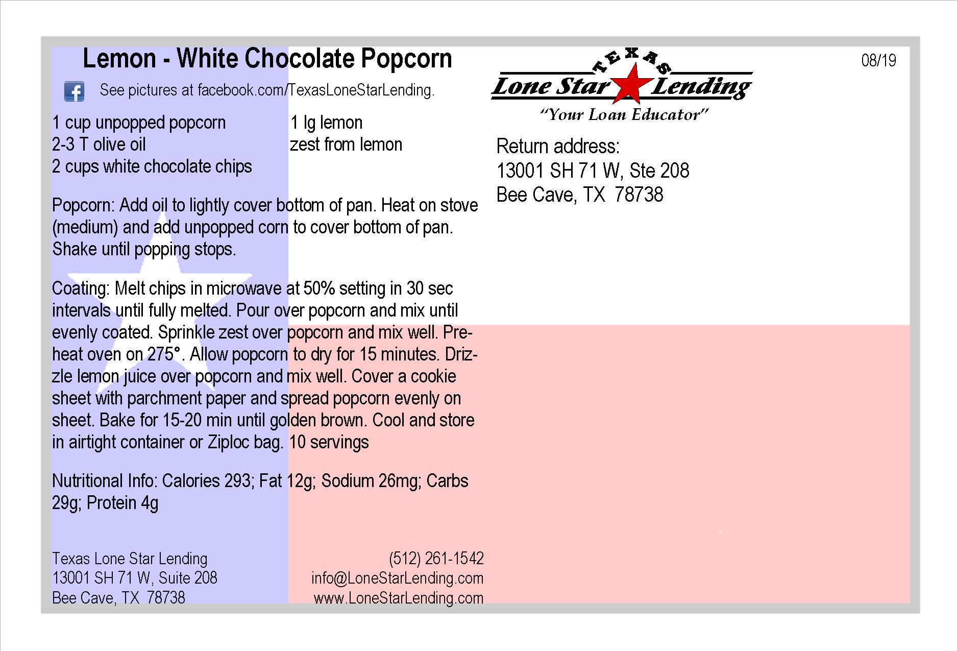 Lemon-White Chocolate Popcorn recipe